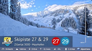 Skiing Mayrhofen ⛷️ Ski Slope 27 amp 29  Penken  Zillertal 3000  With GPS Stats [upl. by Emmeline]