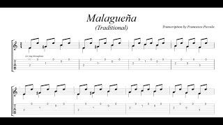 Spanish Guitar Flamenco  Malagueña Traditional FREE TAB [upl. by Ardnajela]