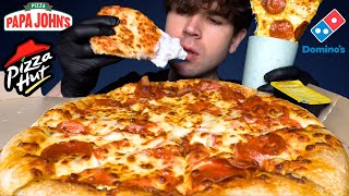 ASMR MUKBANG PIZZA HUT DOMINOS PAPA JOHNS PIZZA PARTY  WITH RANCH amp CHEESE [upl. by Abramo]