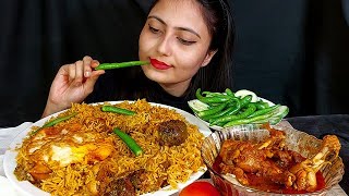 ASMR Spicy Kachhi Chicken BiriyaniChicken Lal Masala JhulJolpai AcharGreen Chilli Eating Show [upl. by Knowles]