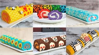 BEST DECORATED CAKE ROLLS RAINBOW LEOPARD SNOWFLAKE FROZEN SUNFLOWER HANIELAS [upl. by Gnaht]