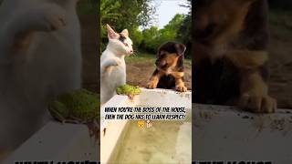 When youre the boss of the house even the dog has to learn respect 😾🐕 funnypets cat dog [upl. by Nyrroc]