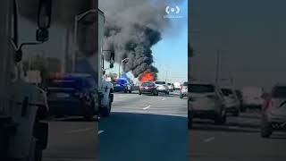 Truck Fire Route 1 in Edison near Grandview Avenue 09052024 [upl. by Anialahs680]