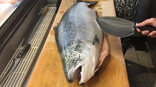 Salmon Cutting Skills 鮭魚切割技能 How to Cut a Salmon for Sashimi [upl. by Gilpin]