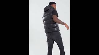 SUPPLY amp DEMAND Traction Padded Winter Gilet Vest Hooded Shiny Glossy Black Men  JD Sports [upl. by Siuluj686]