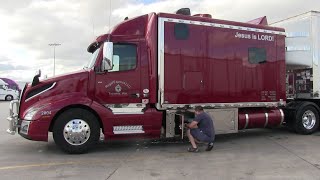 Red Volvo With Huge Sleeper At Iowa 80 Truck Stop In Walcott [upl. by Kailey961]