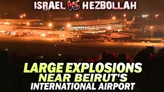 Large explosions and fire were seen near Beiruts international airport Flight operation continue [upl. by Banyaz615]