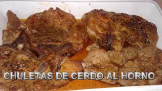 CHULETAS DE CERDO AL HORNO BAKED PORK CHOPS Chuletas puerco al horno recetasdecocina [upl. by Mieka]