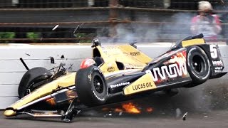 James Hinchcliffe crash  2015 Indy 500 practice [upl. by Brandais]