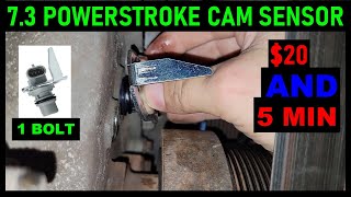 Camshaft Position Sensor 73 powerstroke Location and Install [upl. by Elga200]