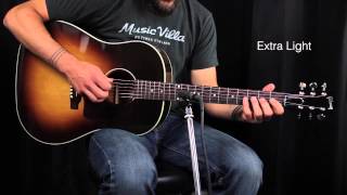 The Ultimate Acoustic String Comparison  Extra Light vs Custom Light vs Light vs Medium [upl. by Enogitna]