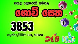 Govisetha 3853 Monday September 30 2024 NLB and DLB lottery result [upl. by Bettzel119]