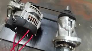 Alternator as brushless motor with car starter as gearbox [upl. by Lewes]