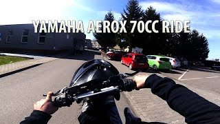 YAMAHA AEROX 70CC POWER WHEELIE RIDE [upl. by Elocel]