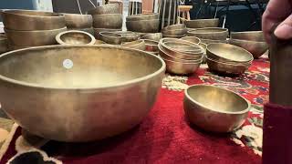 Amazing sounding pair  How did they make antique singing bowls in such different sizes [upl. by Trever]