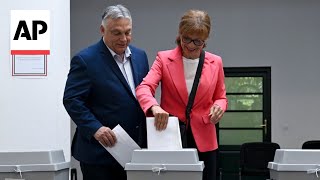 Hungary’s populist leader Viktor Orban casts his ballot in European Parliament election [upl. by Eillen]