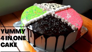 Four In One Cakeഒരു കേക്കിൽ തന്നെ 4 ഫ്ലാവറോ kiwiCakeStrawberryCakevanillaCakeChocolateCake😋 [upl. by Sonnnie665]