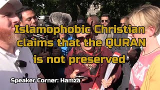 Islamophobic Christian claims that the Quran is not preserved – Speaker Corner Hamza [upl. by Yrral687]