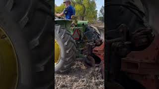 16 year old plowing hard alfalfa ground with John Deere 4020 diesel farming johndeeredeere [upl. by Jennine]