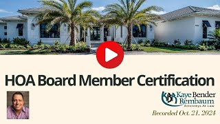 HOA Board Member Certification  Recorded October 21 2024 [upl. by Natka]