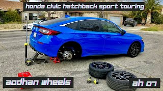 Aodhan Wheels  AH07 Black Gloss 18x85 35 11th Gen Civic [upl. by Enitsua398]