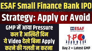 STRATEGY🔥ESAF Small Finance Bank IPO Latest GMP  ESAF Small Finance Bank IPO Apply or Not [upl. by Koball]