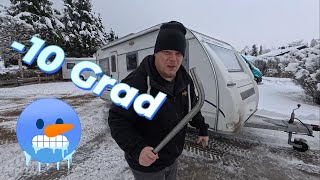 Das erste mal Wintercamping bei 10 Grad ob das gut geht  wohnwagen camping wintercamping [upl. by Nikral308]