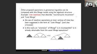 Lecture N8 Mathematical Models of Generative Linguistics  Merge and Hopf Algebras Part 3 [upl. by Cato914]