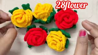 Crochet Woolen Rose Flower  Rose Door Hanging  How To Make RoseTo join Rose Garland  Crochet [upl. by Eikin]