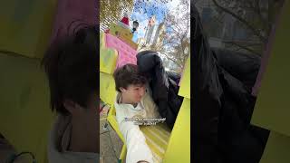 I snuck into the Thanksgiving Parade 🤯 parade newyorkcity holiday [upl. by Vorfeld]