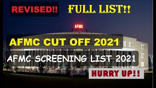 AFMC  CUT OFF 2021  SCREENING LIST  PUNE  ADMISSION PROCESS  AFMC MEDICAL COLLEGE [upl. by Tanitansy682]