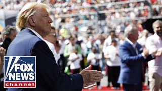 USA USA USA Trump receives heros welcome at Formula 1 Miami Grand Prix [upl. by Airtina]