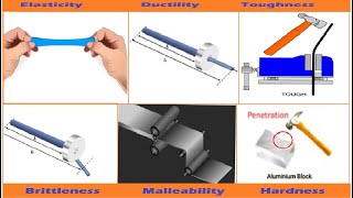 Mechanical properties of materials  Elasticity Ductility Brittleness Malleability Toughness [upl. by Anelyak]