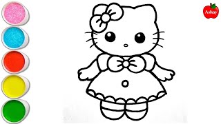 Hello Kitty Drawing Painting amp Coloring for Kids and Toddlers [upl. by Orazal]