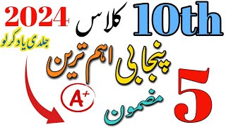 10th class punjabi important essay  Class 10th Punjabi guess paper 2024 [upl. by Oikim]