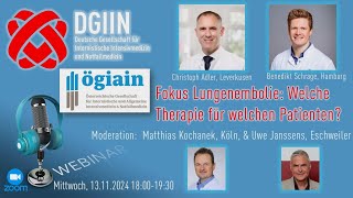 Webinar Fokus Lungenembolie Welche Therapie für welchen Patienten [upl. by Annai]