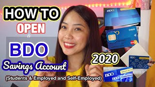 HOW TO OPEN A BDO PESO SAVINGS ACCOUNT 2020 students employed and selfemployed [upl. by Ennaerb]