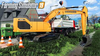 Curage des fossés dans la ville Farming Simulator 19 PAYSAGISTE [upl. by Akcir]