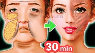 25mins🔥 Face Lift Exercise For Jowls Laugh Lines Sagging Face AntiAging [upl. by Kilah]