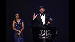 Alisson Becker reaction  The Best FIFA Men’s Goalkeeper 2019 [upl. by Tobi]