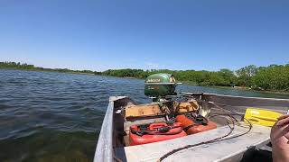 1953 Johnson QD14A Outboard Motor on Aerocraft P12 with Remote Controls [upl. by Adyl864]