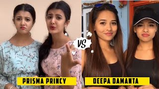 Deepa Damanta vs Prisma Princy Twinny Girls New Tiktok Musically Nepali Video  Twin Sisters [upl. by Hazlett227]