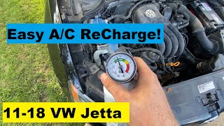 How To ReCharge AC VW Jetta DIY 11 12 13 14 15 16 17 18 2011 2012 2013 2014 2015 2016 2017 2018 [upl. by Oibaf]