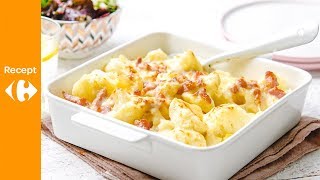 Ovengebakken bloemkool en aardappel met kaassaus en spekjes met mesclunsalade [upl. by Anelim]