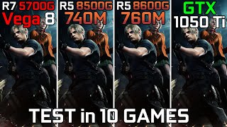 Ryzen 7 5700G vs Ryzen 5 8500G vs Ryzen 5 8600G vs GTX 1050 Ti  Test in 10 Games [upl. by Essirehc]