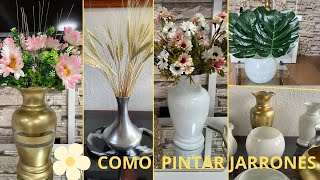 💐COMO PINTAR Y DECORAR JARRONES DE VIDRIOCENTROS DE MESA BONITOS 🌸 [upl. by Dleifniw314]