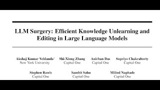 LLM Surgery Efficient Knowledge Unlearning and Editing in Large Language Models [upl. by Stodder409]