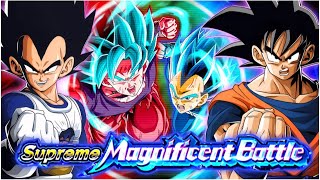 EZA LR INT VEGETAGOKU VS SSBKK GOKU amp SSBE VEGETA SUPREME MAGNIFICENT BATTLE DBZ Dokkan Battle [upl. by Nylear]