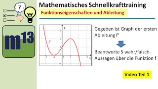 Graphisches Ableiten Funktionseigenschaften aus erster Ableitung bestimmen 1  MSTSerie [upl. by Carrelli]