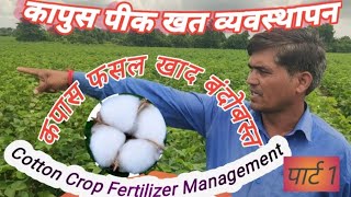 कापुस पीक खत व्यवस्थापन कपास फसल खाद बंदोबस्त Cotton crop Fertilizer Management farming agricultur [upl. by Oruasi]